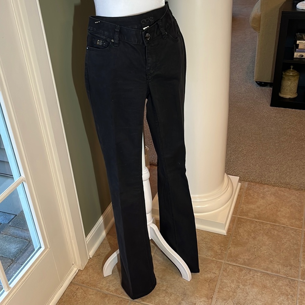 Cache black rhinestone jeans.  Size 0